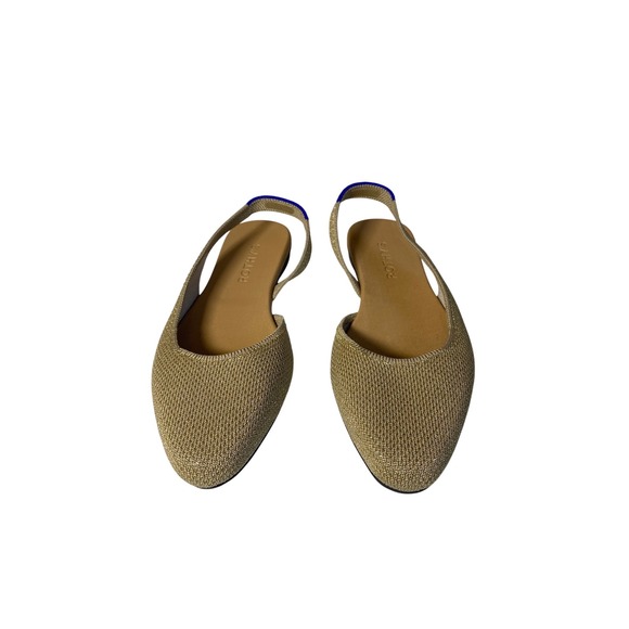 Rothys The Almond Slingback Gold Metallic Knit Flats Womens 6.5 Washable - Picture 7 of 11
